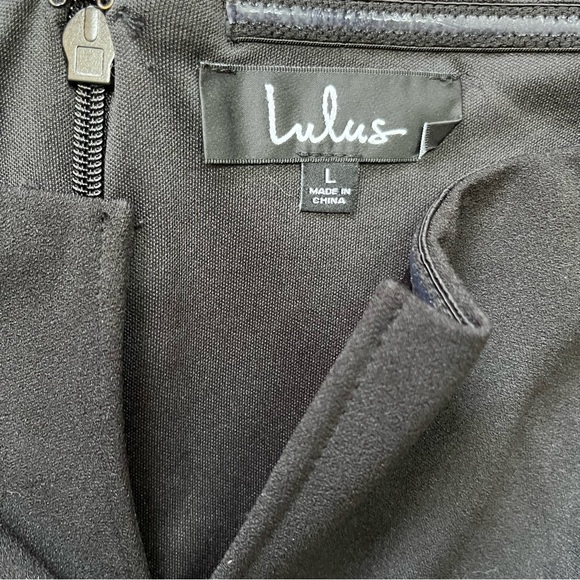 LuLus Off The Shoulder Little Black Mini Dress DAE23607HL Women’s Large BodyCon - Picture 3 of 9